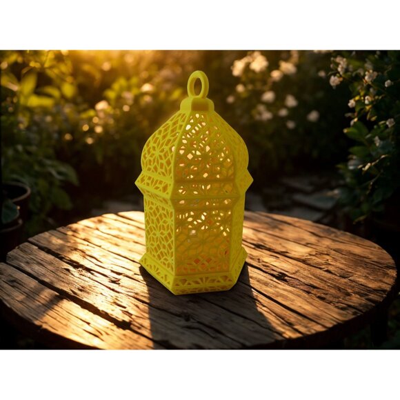 Yellow Moroccan Style tea light LED Decorative Lantern - Picture 10 of 11
